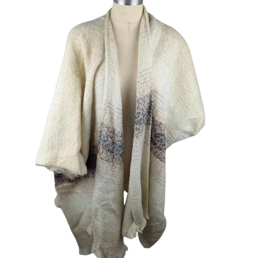 Steve Madden Striped Ombre Kimono Tan One Size